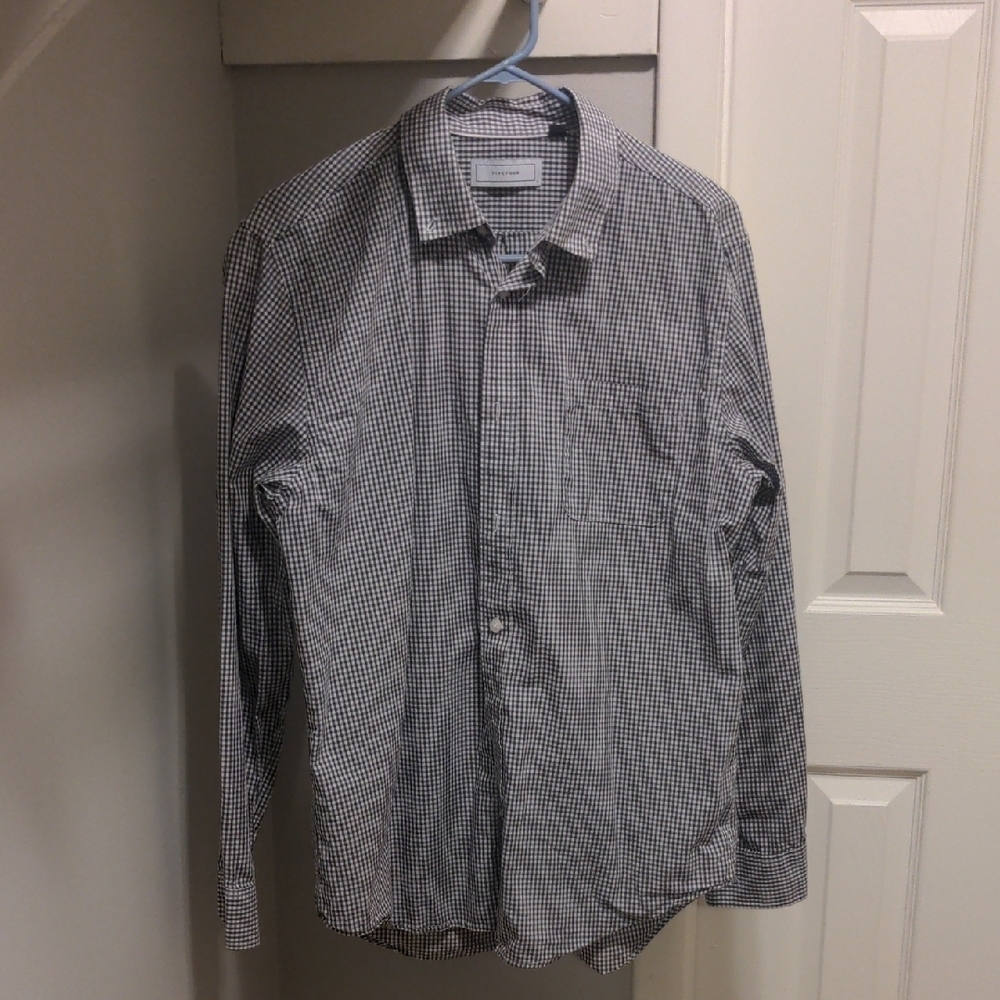 Five Four Black and White Casual Button Down Shirt